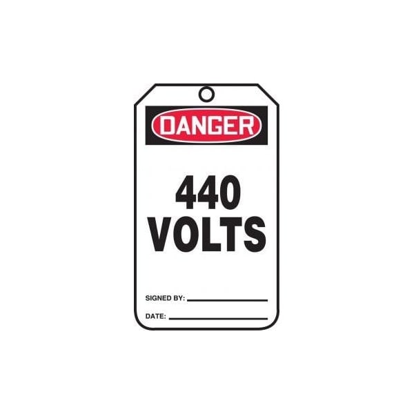 Accuform Safety Tags, DANGER 440 VOLTS, 5.75in x 3.25in, PF-Cardstock, 25PK MDT174CTP - main